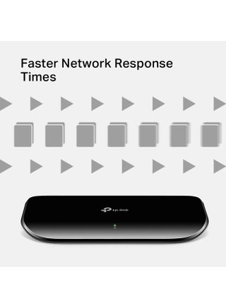 محول شبكة إيثرنت TL-SG1008D ب8 منافذ جيجابت إيثرنت، التوصيل والتشغيل، سطح المكتب أو الحائط، مقسم غطاء بلاستيكي، بدون مروحة، تحسين حركة المرور أسود - view 5