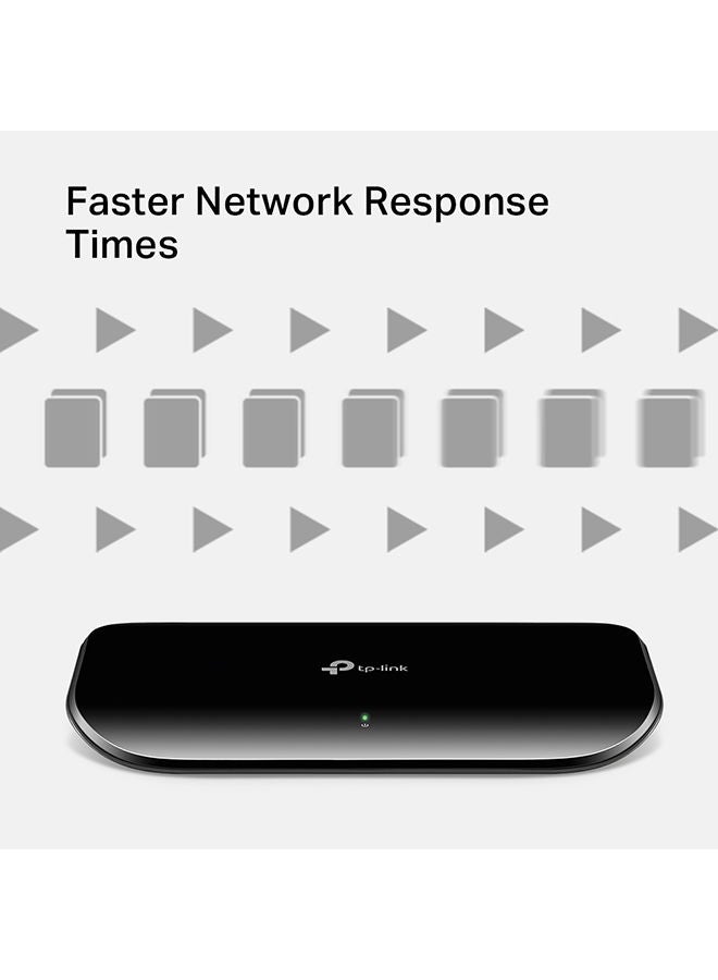 تي بي لينك محول شبكة إيثرنت TL-SG1008D ب8 منافذ جيجابت إيثرنت، التوصيل والتشغيل، سطح المكتب أو الحائط، مقسم غطاء بلاستيكي، بدون مروحة، تحسين حركة المرور أسود - Image 5