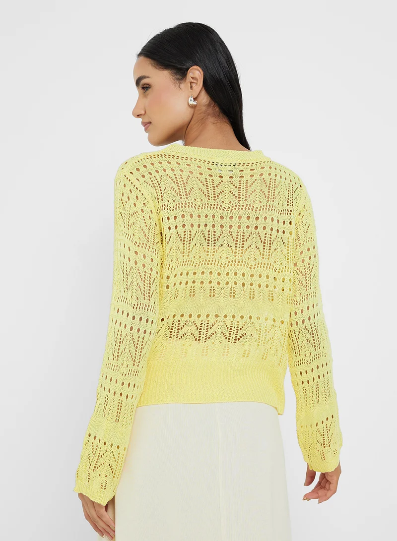 جينجر Knitted Openwork Top