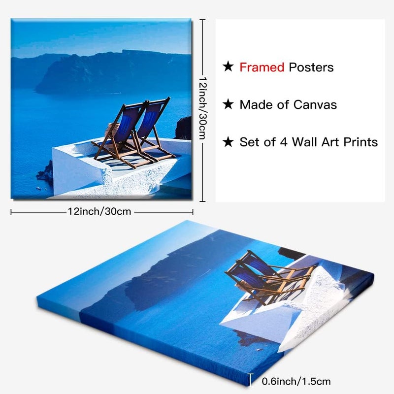 Sungeek 4-Piece Canvas Wall Art Set - Santorini - Image 2