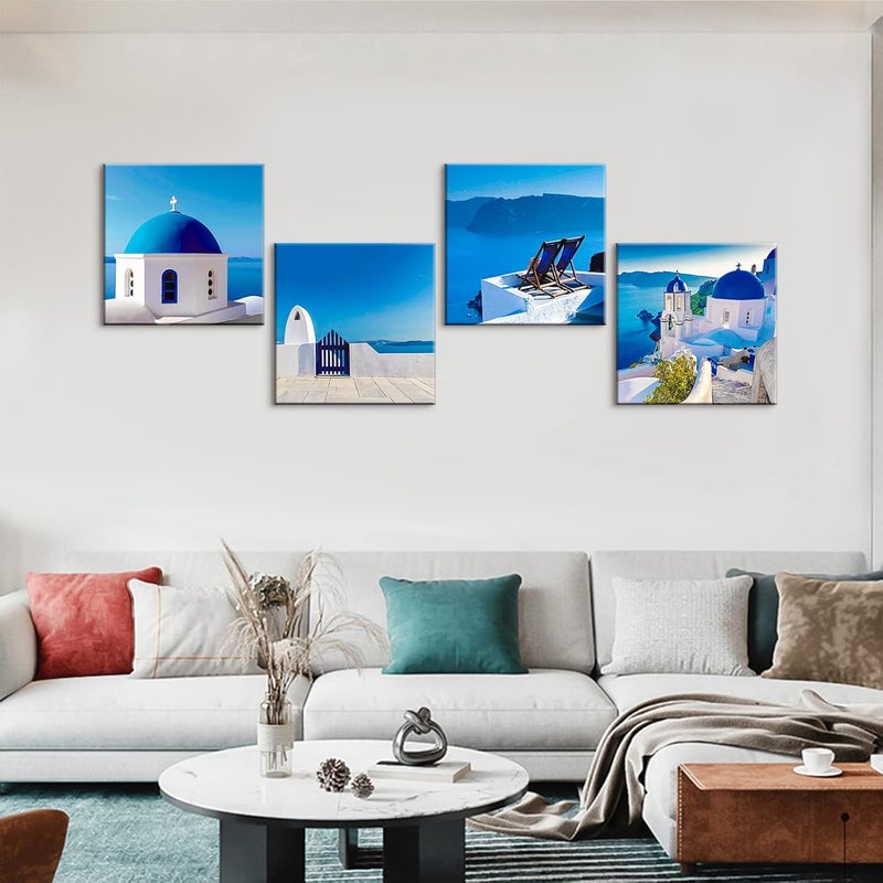 Sungeek 4-Piece Canvas Wall Art Set - Santorini - Image 4