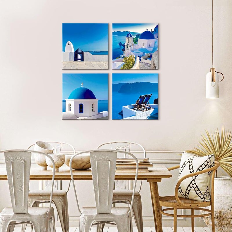 Sungeek 4-Piece Canvas Wall Art Set - Santorini - Image 5