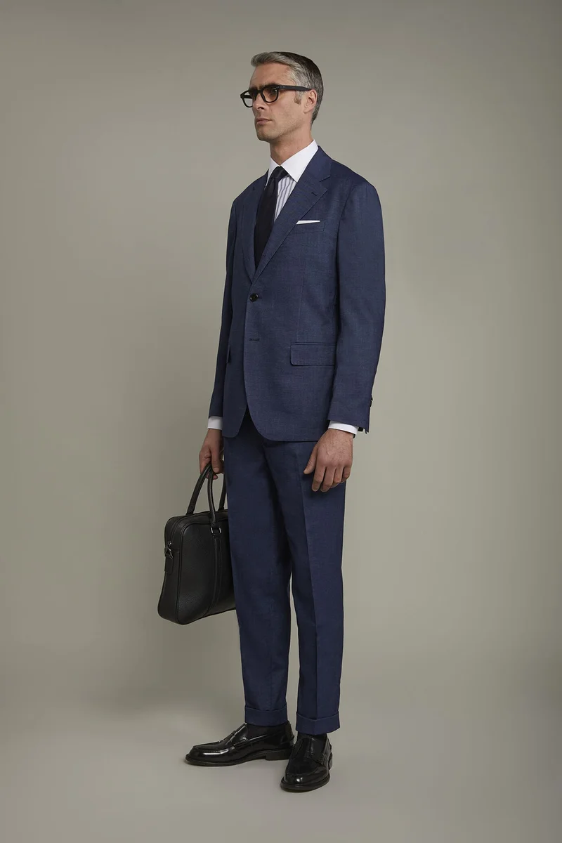 Doppelganger Men's single-breasted three-button regular fit suit - Denim