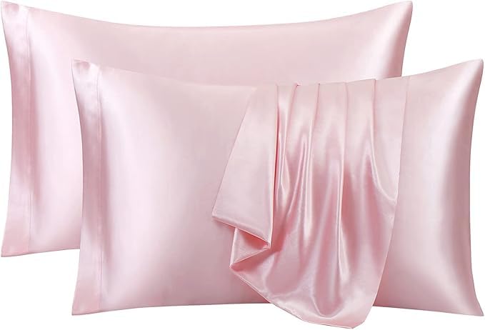 RAGGLE Set of 4 Satin Silk Pillowcase for Hair and Skin Standard Size 18"X 28" with Soft Breathable Smooth Cooling Pillow Covers for Sleeping or Pillow Protector (4, Pink) - Image 1