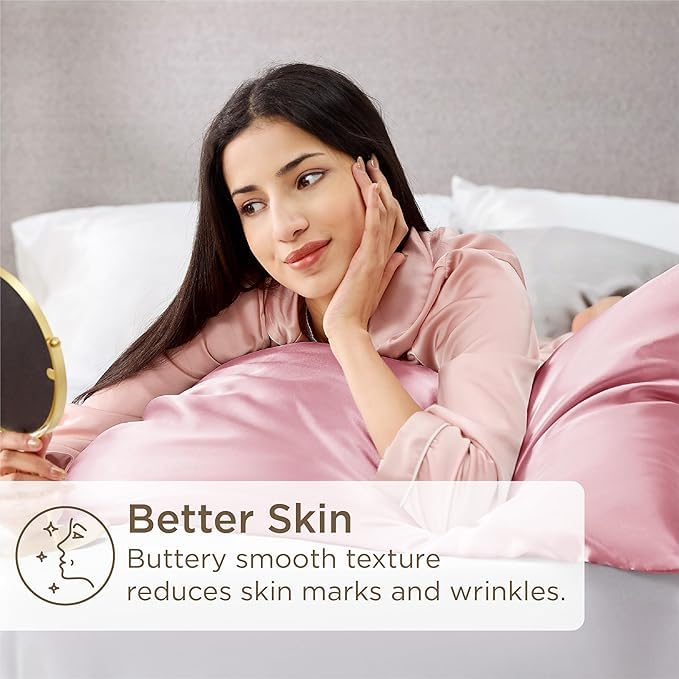RAGGLE Set of 4 Satin Silk Pillowcase for Hair and Skin Standard Size 18"X 28" with Soft Breathable Smooth Cooling Pillow Covers for Sleeping or Pillow Protector (4, Pink) - Image 4
