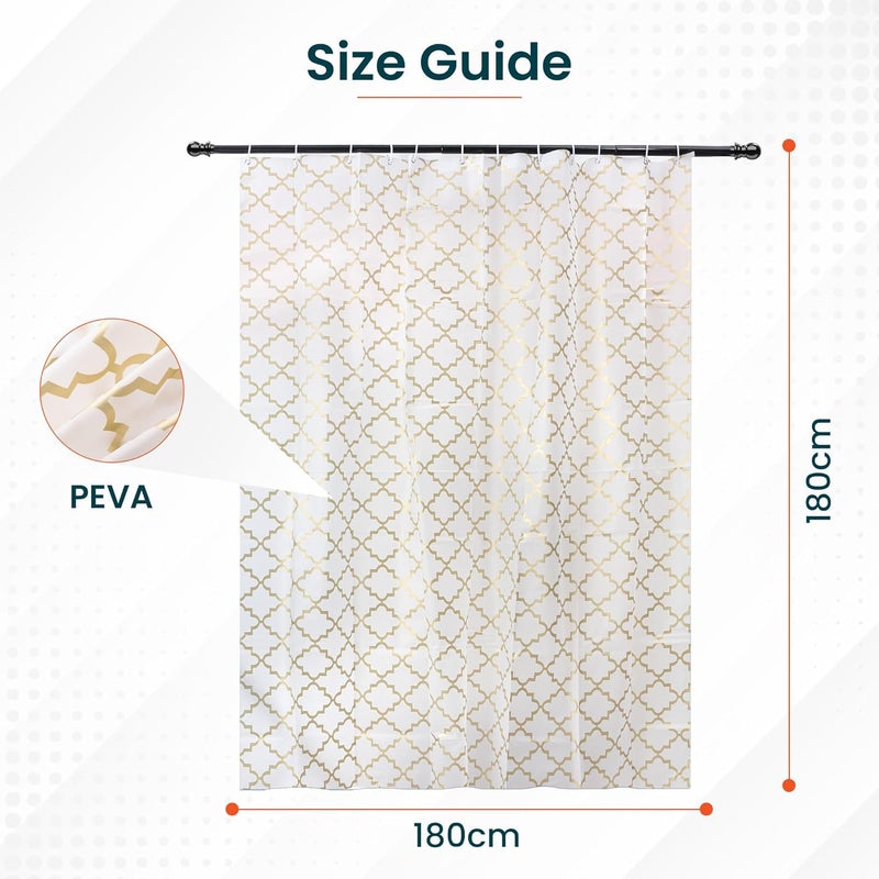 Kuber Industries Pack of 5 Waterproof Shower Curtains For Bathroom | Washroom Partition Screen & Wall Divider Parda For Bath | 6x6 Ft Checkered - Gold - Image 2