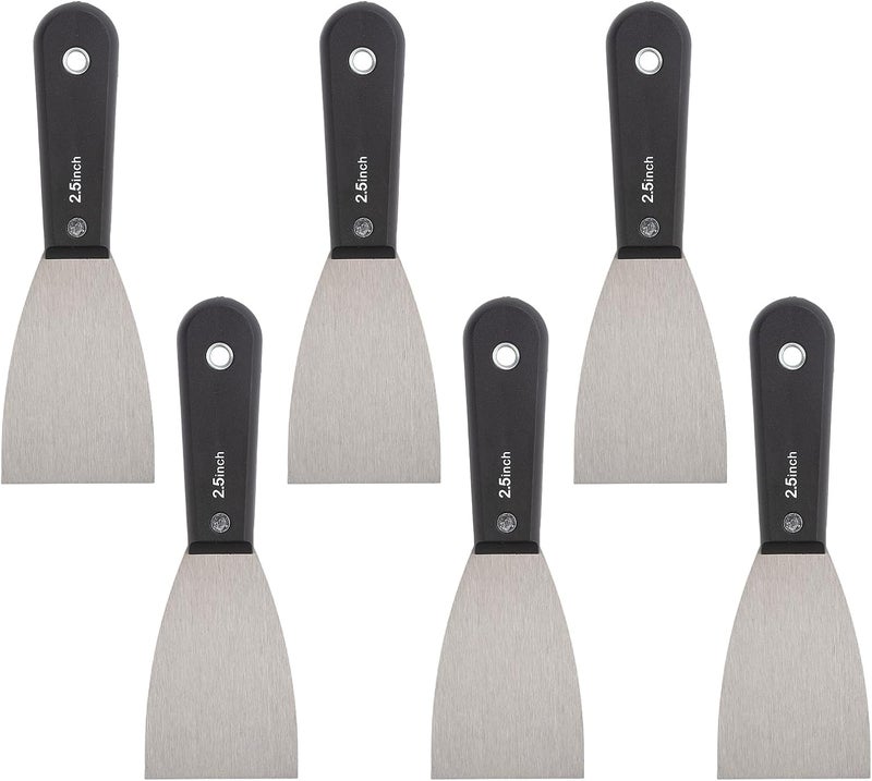QEES 7 PCS Drywall Tools,Putty Knife,Paint Scraper Tool with Storage Bag,Stainless Steel Putty Knife Set,Drywall Scraper Spackle Taping Knife for Spreading Mud, Taping,Repairing wall (6 PCS -2.5") - Image 1
