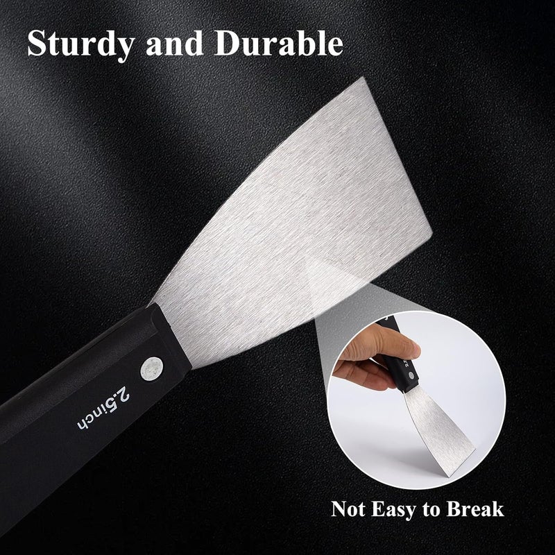 QEES 7 PCS Drywall Tools,Putty Knife,Paint Scraper Tool with Storage Bag,Stainless Steel Putty Knife Set,Drywall Scraper Spackle Taping Knife for Spreading Mud, Taping,Repairing wall (6 PCS -2.5") - Image 3