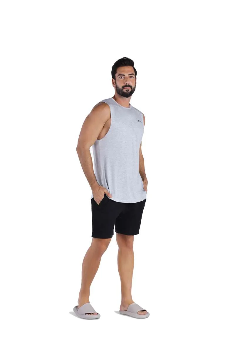 Yeseco  Grey Athleisure Tank Top – Ultra-Soft Bamboo Viscose Sleeveless T-Shirt for Men | Best Price UAE