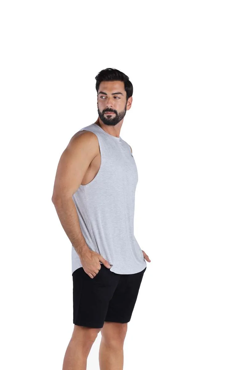 Yeseco  Grey Athleisure Tank Top – Ultra-Soft Bamboo Viscose Sleeveless T-Shirt for Men | Best Price UAE