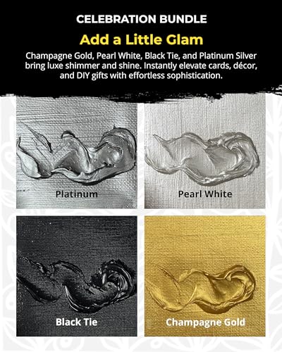 The Crafter's Workshop The Crafters Workshop Stencil Butter Celebration Acrylic Paint Set Boutique Metallic Texture Paste for Art Canvas Journals Cards 4 x 2oz Jars - Image 3