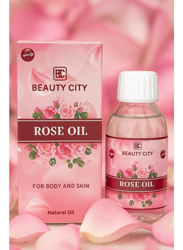 بيوتي سيتي زيت الورد 125 مل | زيت طبيعي للجسم والبشرة | ترطيب وتنعيم وتغذية | رائحة وردية منعشة