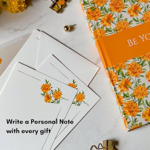 Be Stories Marigold One Side Print Blank Greeting Note Cards With Envelopes 130 GSM With Gold Foil & Sticker Seals For Birthday, Diwali, Chirtsmas, Thanksgiving - 5.50 x 3.50 inches, Pack of 5 - Image 3
