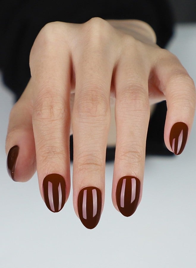 OIFEN 16 Sizes Extra Short Gel Press on Nails Almond Burgundy Red Reusable 32pcs Glossy Fake Nails with Glue and Jelly Stickers,Cranberry Cordial - Image 1