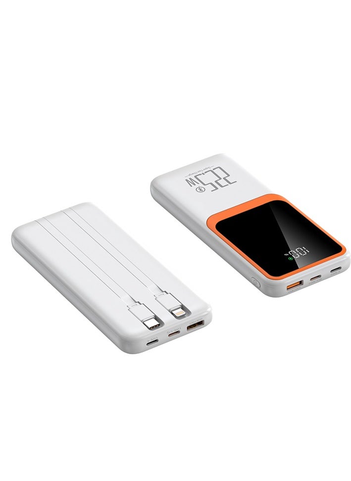 MATRIX M10-10000mAh Power Bank Fast Charging 22.5W- Built-in Cables- White  - Image 1