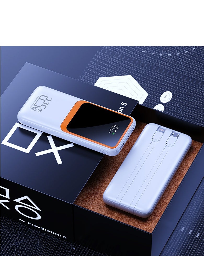 MATRIX M10-10000mAh Power Bank Fast Charging 22.5W- Built-in Cables- White  - Image 2