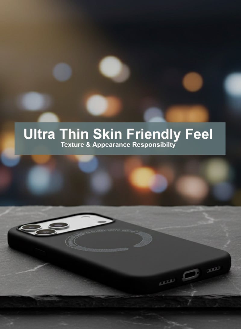 Apple iPhone 17 Pro Silicone Magsafe Case, Ultra-Hybrid Soft Back Case Cover Compatible With Magsafe, Camera Protection, Shockproof Bumper Case Cover For Apple iPhone 17 Pro - Black - Image 4