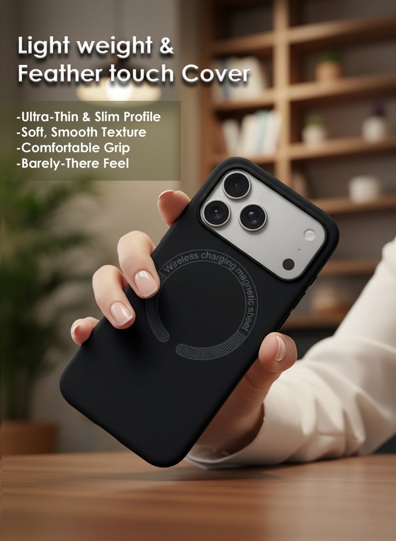 Apple iPhone 17 Pro Silicone Magsafe Case, Ultra-Hybrid Soft Back Case Cover Compatible With Magsafe, Camera Protection, Shockproof Bumper Case Cover For Apple iPhone 17 Pro - Black - Image 3