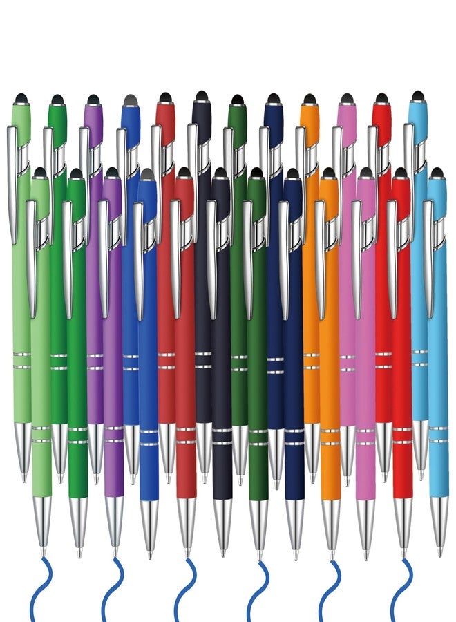 Lmisraely 24 Pcs Blue Ink Ballpoint Pen with Stylus Tip 2 in 1 Ballpoint Pen 1.0 mm Blue Ink Metal Stylus Pen for Touch Screens Coworkers, Family, Colleagues, Office (Multicolor) - Image 1