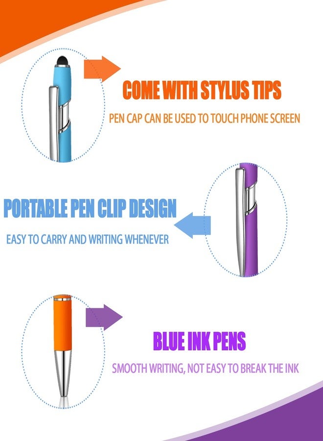 Lmisraely 24 Pcs Blue Ink Ballpoint Pen with Stylus Tip 2 in 1 Ballpoint Pen 1.0 mm Blue Ink Metal Stylus Pen for Touch Screens Coworkers, Family, Colleagues, Office (Multicolor) - Image 3