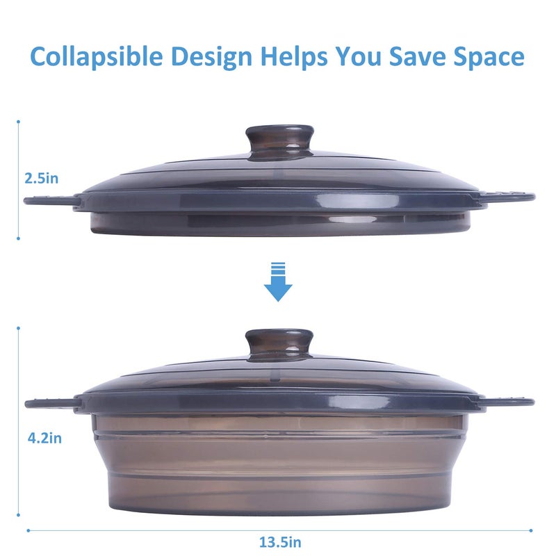 EuChoiz Microwave Steamer Cooker Collapsible Bowl-Silicone Steamer Cookware with Handle Lid for Vegetables Fish Prep Meal Food with Removable Rack BPA Free, Easy to Store, Freezer & Dishwasher Safe, Large - Image 2
