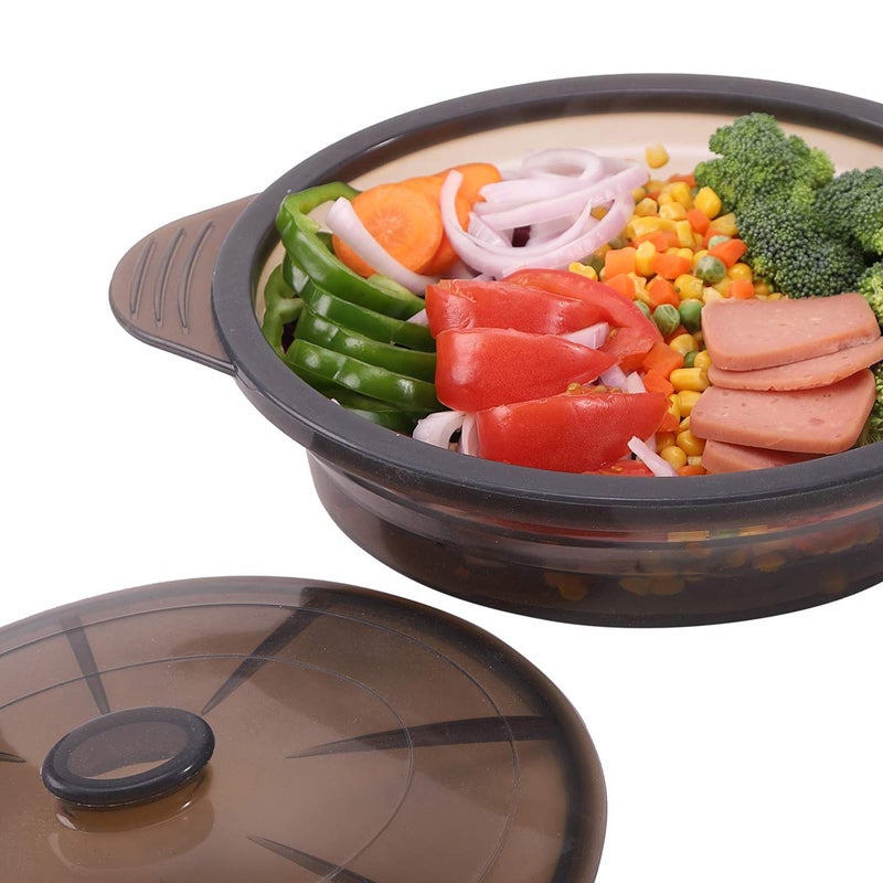 EuChoiz Microwave Steamer Cooker Collapsible Bowl-Silicone Steamer Cookware with Handle Lid for Vegetables Fish Prep Meal Food with Removable Rack BPA Free, Easy to Store, Freezer & Dishwasher Safe, Large - Image 5
