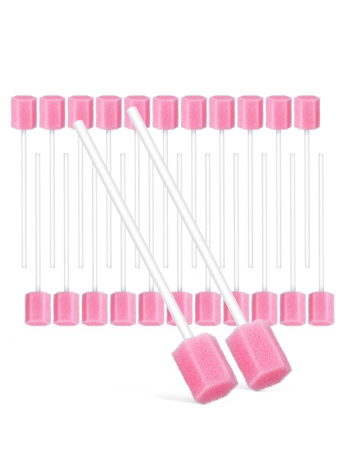 100 Pcs Disposable Oral Cotton Pink Cotton Swabs Sents Disposable Oral Care Swabs Teeth Cleaning Swabs Sponges Toothpicks - Image 1
