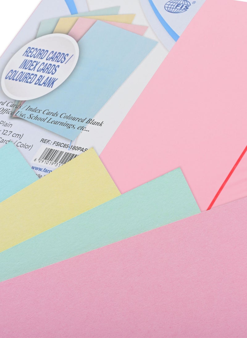 FIS Record/Index Cards, 2 Side Plain, Size 8x5"(20.32x17.7cm) 180gsm, 100 Sheets, Assorted Color-FSIC85-180PASST - Image 2