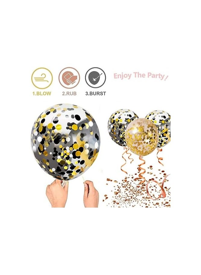 Boxwoods 70 PCS Of Chrome Gold White Black Balloon With Confetti For Birthday Anniversary Graduation And New Year Eve Celebration Party - Image 5