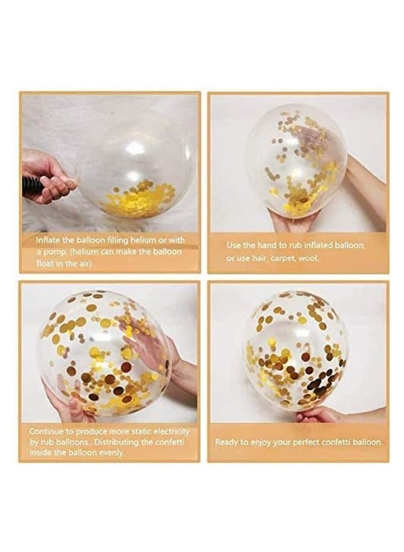 Boxwoods 70 PCS Of Chrome Gold White Black Balloon With Confetti For Birthday Anniversary Graduation And New Year Eve Celebration Party - Image 4