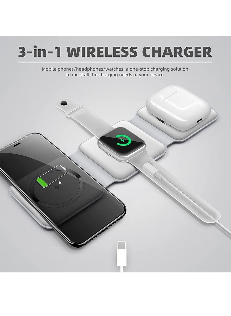 ELTRAZONE Wireless Charging, 3 in 1 Wireless Charger,Wireless Magnetic Fast Charging Foldable Dock station Charger for iPhone 13/12/11/8/Pro/Max,for iWatch,forAirPods 3/2/Pro and for Samsung - Image 2