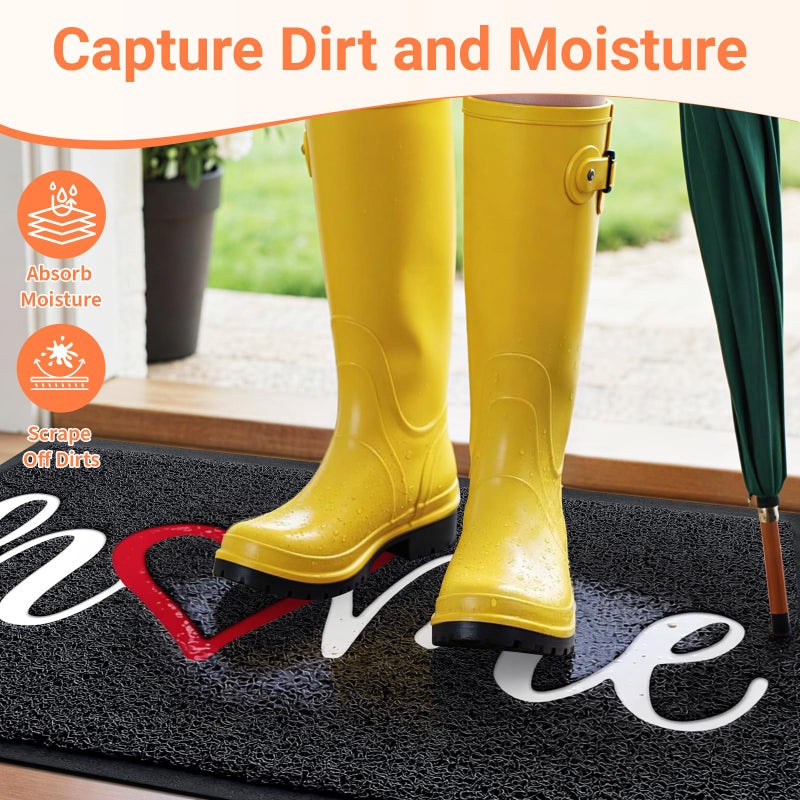 StepLively Door Mat Home Welcome Mats Outdoor and Indoor, Heavy-Duty Low-Profile Non-Slip Front Welcome Mat for Home Entrance, Outside Entry, Yard, Floor, Patio (32''x20'', Black) - Image 3