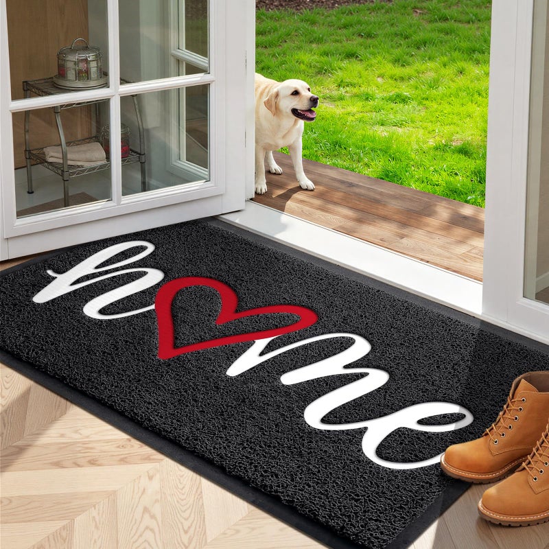 StepLively Door Mat Home Welcome Mats Outdoor and Indoor, Heavy-Duty Low-Profile Non-Slip Front Welcome Mat for Home Entrance, Outside Entry, Yard, Floor, Patio (32''x20'', Black) - Image 1