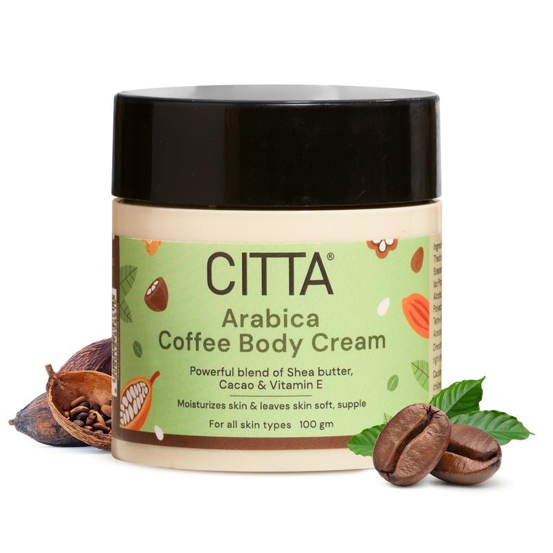 CITTA كريم الجسم من قهوة أرابيكا CITTA للرجال والنساء ترطيب غني تغذية مكثفة كريمة ناعمة عطر قهوة أرابيكا الحل المثالي للجفاف والبهتان والخشونة لجميع أنواع البشرة 100 جرام - Image 1