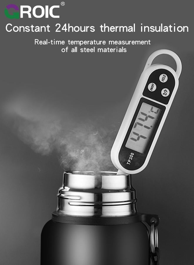 GROIC زجاجة مياه رياضية سعة 27 أونصة، زجاجة مياه من الفولاذ المقاوم للصدأ مع غطائين معزولين للحفاظ على الماء الساخن والبارد، زجاجة مياه رياضية ذات فوهة واسعة للمشي لمسافات طويلة وركوب الدراجات والرياضة - Image 4