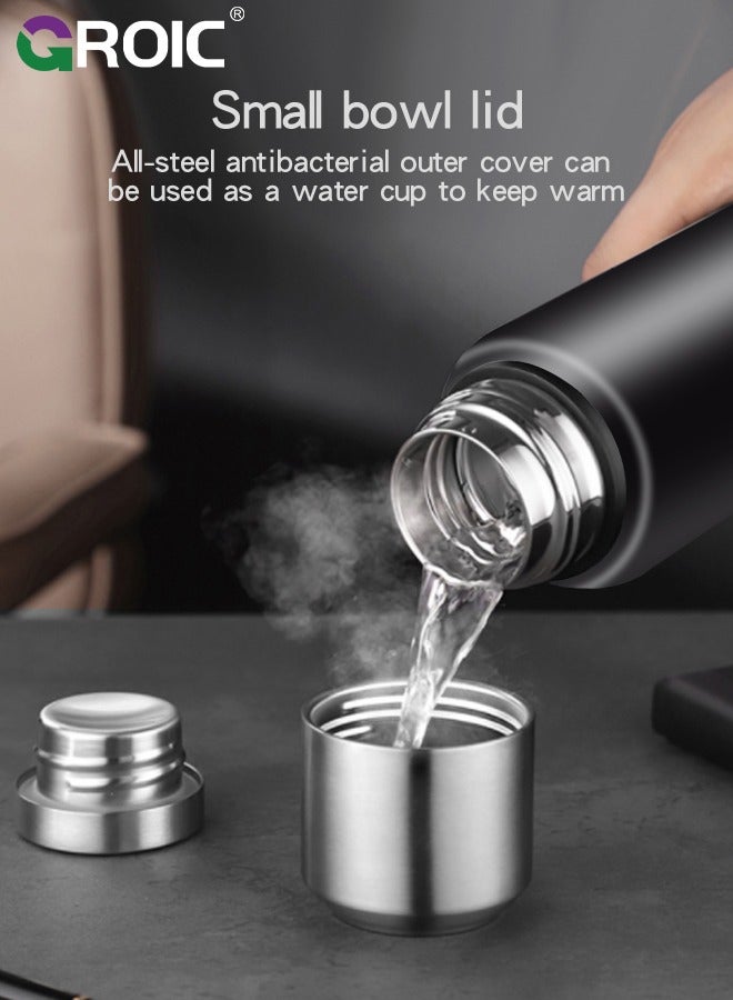 GROIC زجاجة مياه رياضية سعة 27 أونصة، زجاجة مياه من الفولاذ المقاوم للصدأ مع غطائين معزولين للحفاظ على الماء الساخن والبارد، زجاجة مياه رياضية ذات فوهة واسعة للمشي لمسافات طويلة وركوب الدراجات والرياضة - Image 2