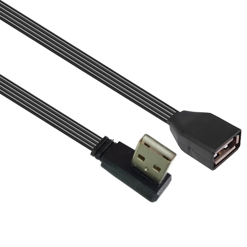 90 Degree/Straight Head USB 2.0 Extension Cable Wire Male to Female Flat Cable 26AWG for Laptops Keyboards Printers - Image 1