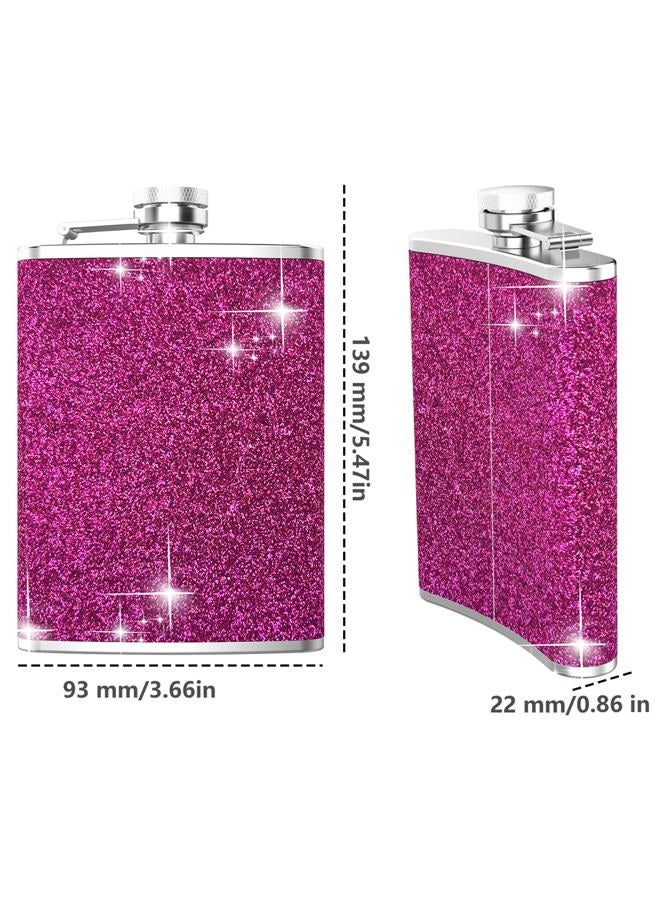 KIKISML Hip Flask, KIKISML 8Oz Flask for Liquor Stainless Steel Spirit Flask with Never-Lose Cap and Funnel Leakproof Thin Portable Metal Flask for Camping Outdoor Activitie Wedding Party Gift, Hot Pink - Image 2