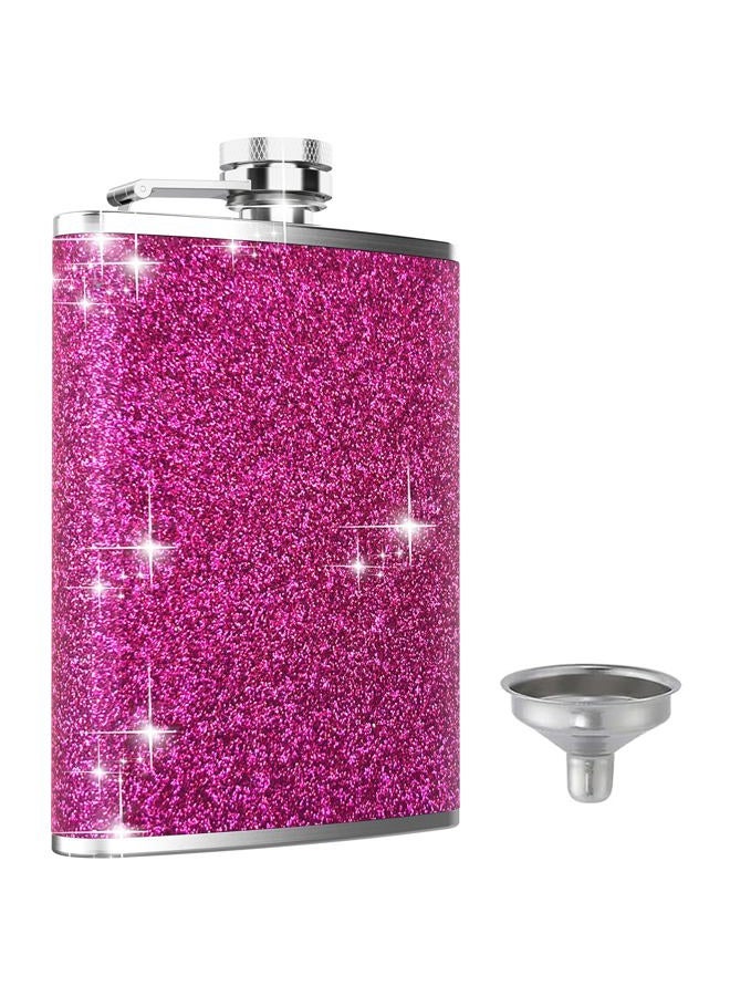 KIKISML Hip Flask, KIKISML 8Oz Flask for Liquor Stainless Steel Spirit Flask with Never-Lose Cap and Funnel Leakproof Thin Portable Metal Flask for Camping Outdoor Activitie Wedding Party Gift, Hot Pink - Image 1