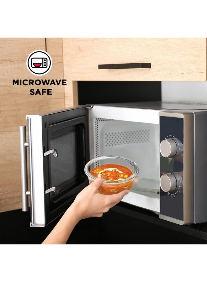 Allo Food Safe Borosilicate Glass Containers with Lids, 450°C Oven Microwave Safe Containers, Meal Prep Borosilicate Glass Food Storage Containers for Kitchen, 400ml x 2, Round - Image 2