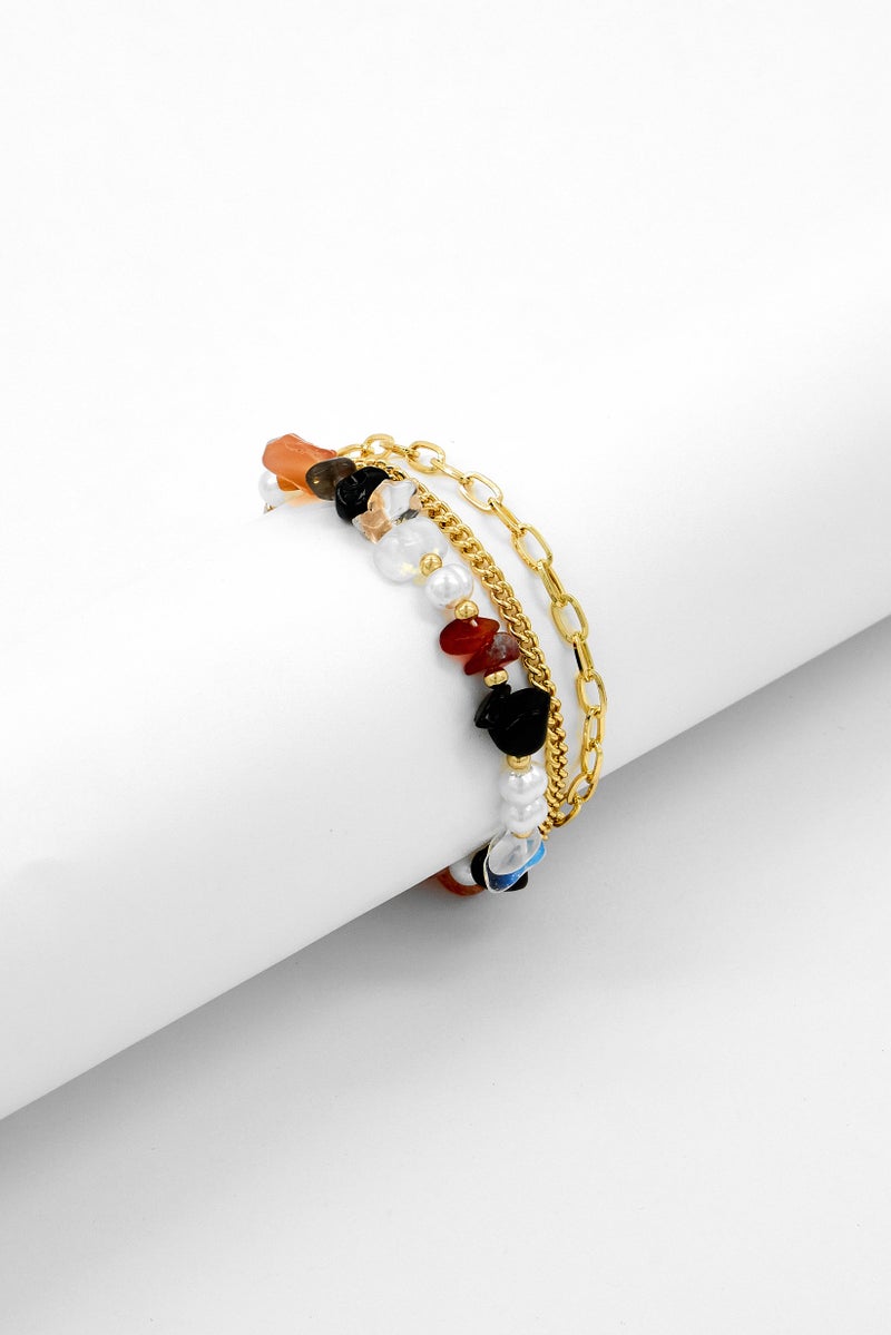 Caracol Women Stone Bracelet, Gold Combo  - Image 1