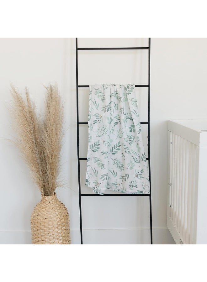 Pondering Pine Pondering Pine Organic Muslin Swaddle Blanket and Hat Set - Baby Receiving Blanket Neutral - Soft Organic Cotton and Natural Bamboo Blend, Boho Eucalyptus Leaves, Birth Announcement Card, 47" x 47"  - Image 5