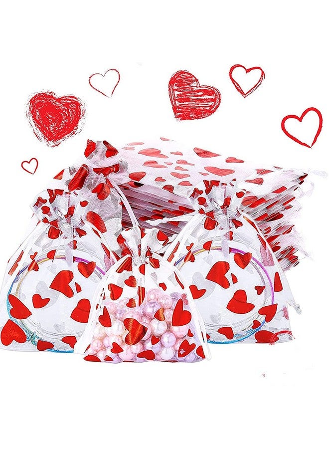 Moonear Heart Candy Bag Organza Jewelry Pouches Valentine'S Drawstring Gift Pouch For Valentine'S Day Wedding Party Favor(50Pcs) - Image 1