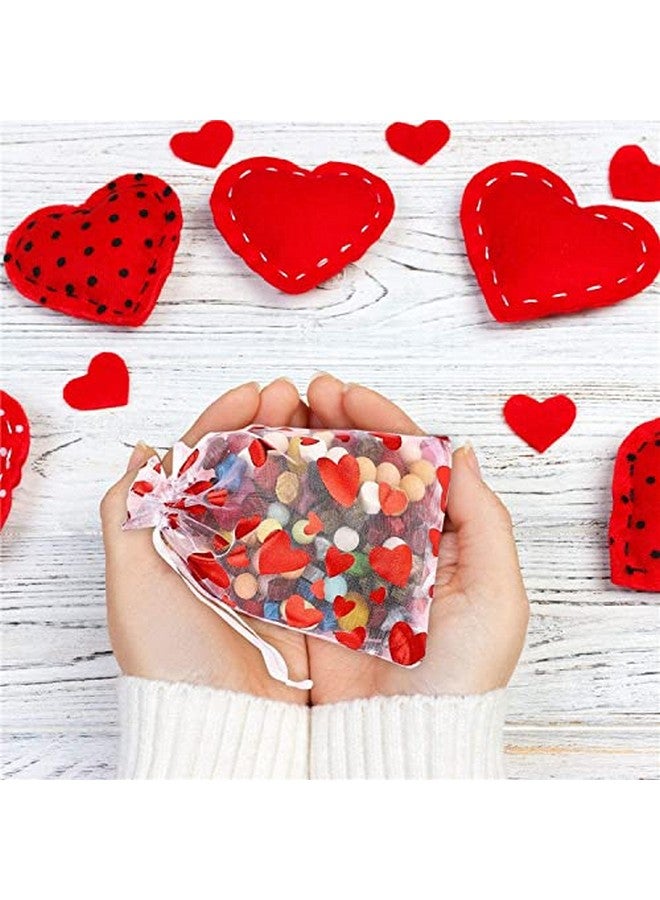 Moonear Heart Candy Bag Organza Jewelry Pouches Valentine'S Drawstring Gift Pouch For Valentine'S Day Wedding Party Favor(50Pcs) - Image 2