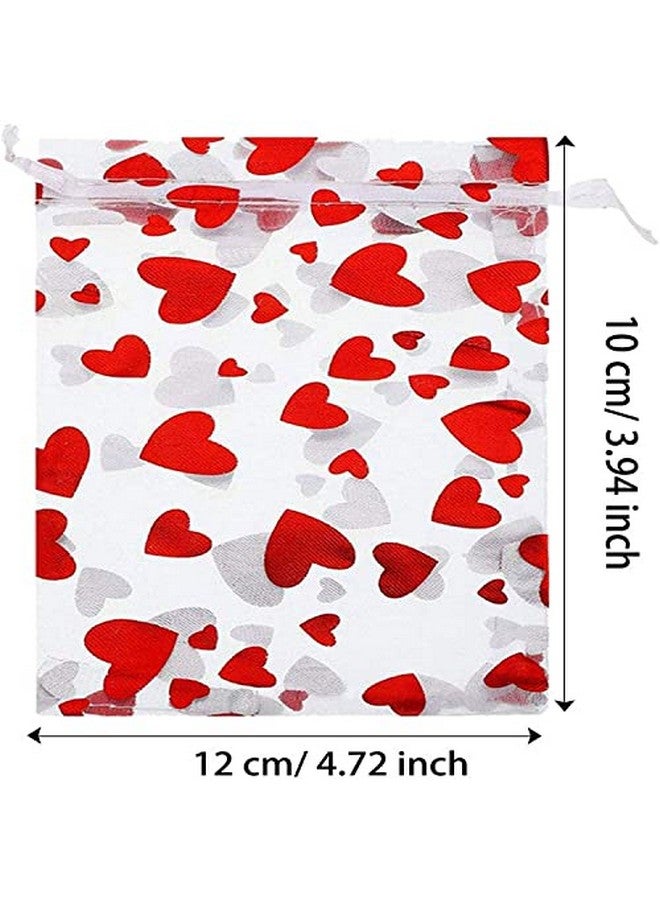 Moonear Heart Candy Bag Organza Jewelry Pouches Valentine'S Drawstring Gift Pouch For Valentine'S Day Wedding Party Favor(50Pcs) - Image 4