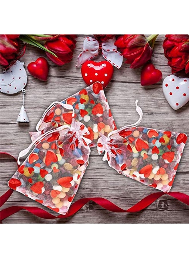 Moonear Heart Candy Bag Organza Jewelry Pouches Valentine'S Drawstring Gift Pouch For Valentine'S Day Wedding Party Favor(50Pcs) - Image 3