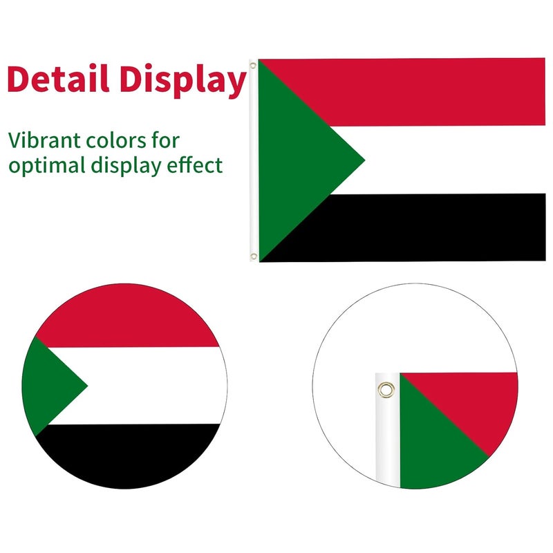 BIGTREE 3x5 Foot Sudan Flag World Cup Soccer Game Sudanese National Flags Brightly Coloured Celebration Parade Party Supplies Patio Decoration Holiday Indoor Outdoor Flag Double Stitched - Image 4