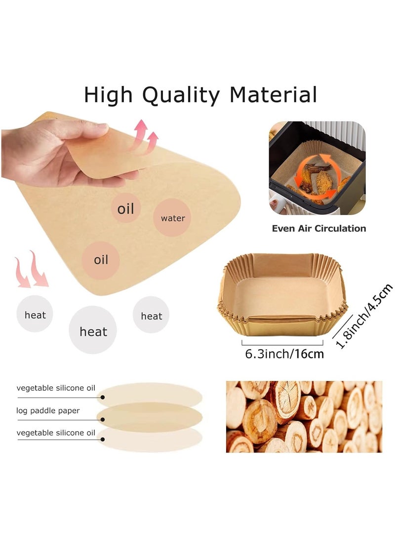 ورق قلي هوائي، 100 قطعة، صحي، ورق غير لاصق للمقالي الكهربائية، شكل مربع، ورق زبدة للخبز والتحميص في فرن الميكروويف ومقلاة القلي - Image 2