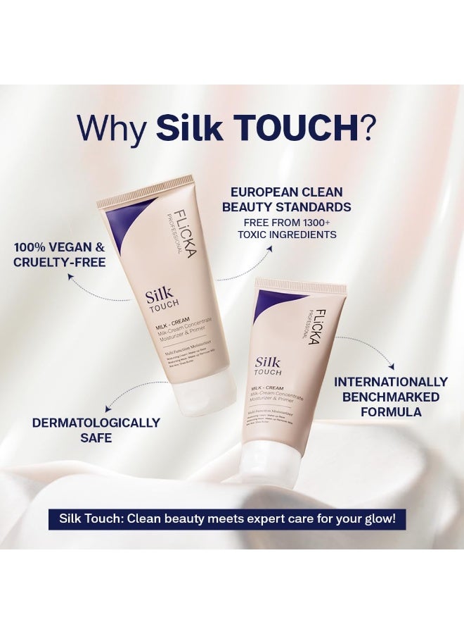 FLiCKA Silk Touch 3 in 1 Moisturizer and Primer for Face | Hydrating, Lightweight, Long-Lasting | Pore Minimizer | Dermatologically Tested | All Skin Types | Makeup Base | 60g | Cruelty-Free - Image 3