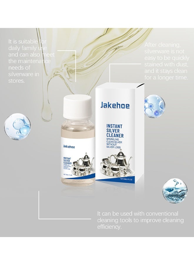 Jakehoe منظف الفضة الفوري، منظف الفضة الفوري للاستخدام المنزلي والمطبخي، منظف الفضة الفوري بدون فقدان الفضة (ملمع الفضة) 30 مل - Image 3